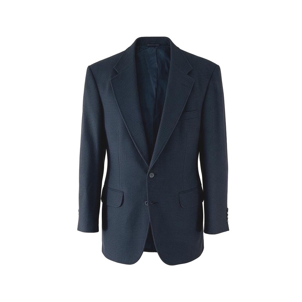 Vintage Lands' End 100% Worsted Wool Blazer Jacket Navy Houndstooth 42R 1996